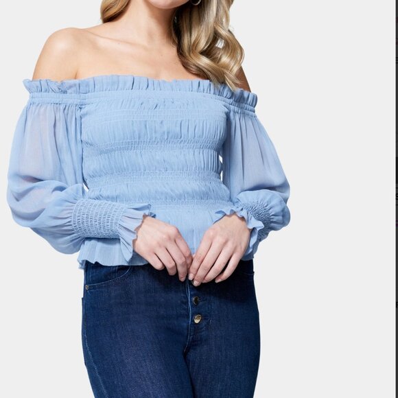 Long Sleeve Smocked Off Shoulder Top - Picture 4 of 4